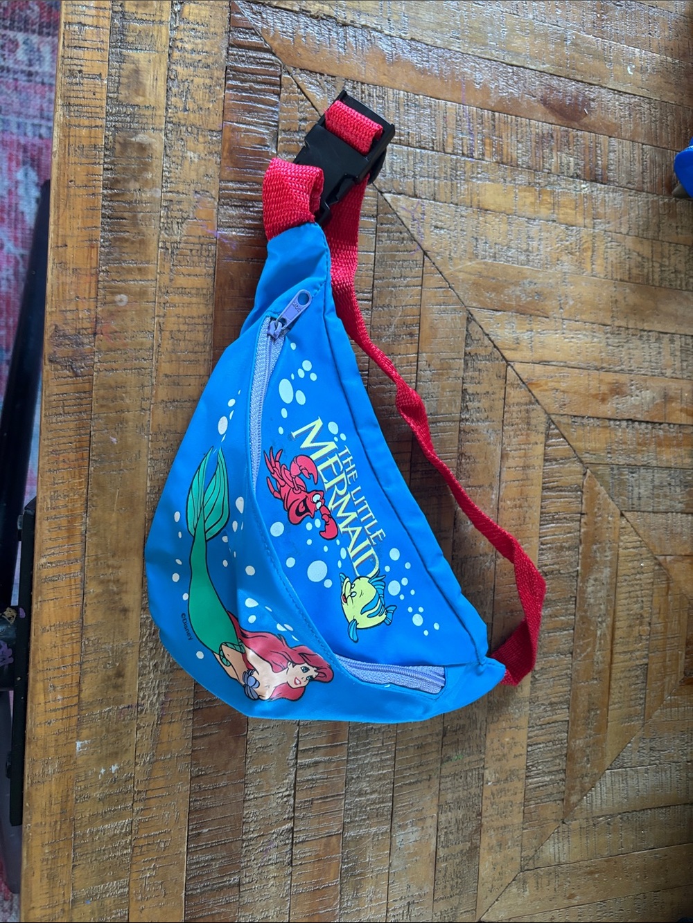The Little Mermaid Kids Blue Fanny Pack with Red Strap